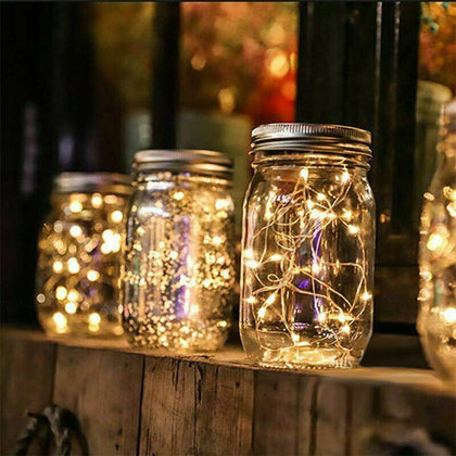 1/3/6Pack Solar Mason Jar Lid String Fairy Lights Outdoor Garden Lamps Decor UK