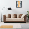 3 Seater Brown Beige Leather Fabric Sofa Armchair Couch with Footstool Option
