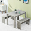 Dining Table and Bench Set Solid Dining Room Unit Kitchen Furniture Grey Home