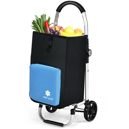 Folding Shopping Trolley Foldable Wheeled Shopping Cart 53L Market Trolley