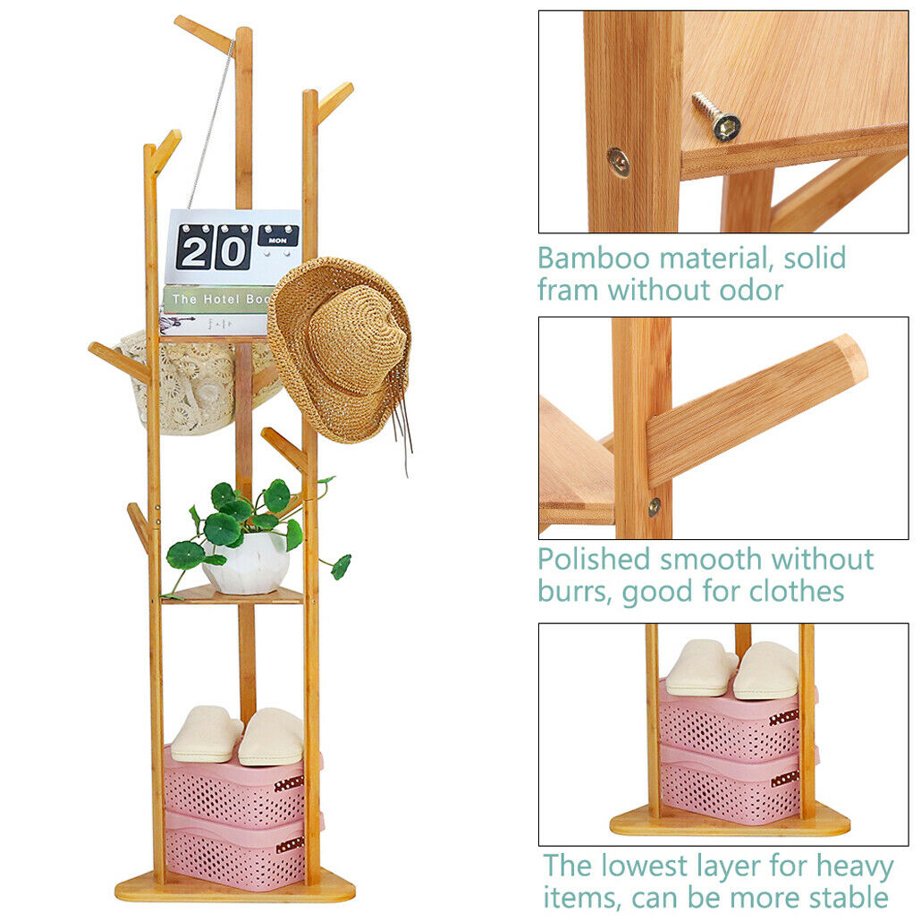 9 Hooks Coat Stand Bags Jacket Hallway Studio Tree Rack Clothes Hanger Organizer