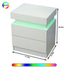 2 Drawers Bedside Table LED Nightstand High Gloss Modern Bedroom Chest Cabinets
