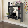 Floating Wall Mounted Desk Home Office Computer Table w/Storage Shelves New