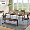 6Pcs Dining Table & Chairs Set Kitchen Furniture With Storage Bench Space-Saving