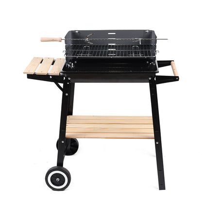 Barbecue BBQ Steel Charcoal Grill Rectangular Outdoor Patio Garden Wheels