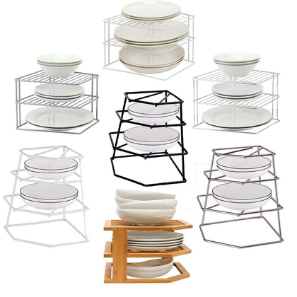 3/4 TIER CORNER KITCHEN PLATE RACK HOLDER STAND TIDY STORAGE ORGANISER INSERT