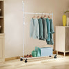 Metal Clothes Hanging Rail Coat Shoe Stand Rack Heavy Duty Shelf With Wheels