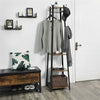 180cm Coat Stand Corner Garment Hat Rack Clothes Shoe Hanger with 3Storage Shelf
