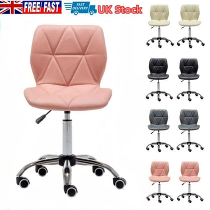 Swivel PU Cushioned Chair Adjustable Salon Barber Computer Office Desk Studio