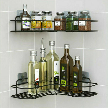 2x Heavy Duty Kitchen Bathroom Wired Corner Shower Caddy Holder w/Strong Suction