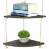 Rustic Hanging Swing Corner Shelves Solid Wood Rope Ladder Floating Shelf Unit