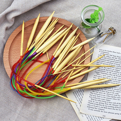 18x Wood Circular Knitting Needles Set Kit Double Pointed 2.5mm 3.5mm 4mm 5mm