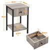 Bedside Table with 1 Drawer Nightstand Metal-Framed Rustic End Side Table,Gray