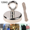 Fishing Magnet +30M Rope 120kg Double Sided Round Recovery Salvage Neodymium Kit