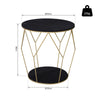 Wood Metal Coffee Round Table W/ Storage Sofa End Side Coffee Table 45cm