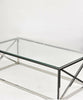Glass Coffee Table Chrome Stainless Steel Modern Tempered Glass Living Room