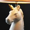 White Ceramic Unicorn Base Table Lamp Pink Cotton Shade LED Light Bulb Lighting