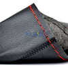 DIY Car Steering Wheel Cover With Needles Thread Black/Red Genuine Leather Sport