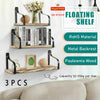 3Pcs Wood Wall Floating Shelves Storage Shelving Unit Plant Flower Display Rack