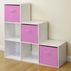 White 6 Cube Kids Toy/Games Storage Unit Girls/Boys Bedroom Shelves 3 Pink Boxes