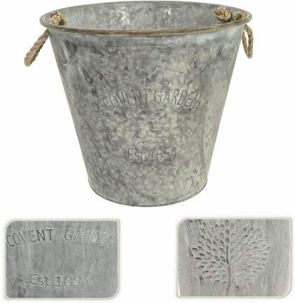 Round 41cm Covent Garden Mulberry Tree Galvanised Zinc Metal Plant Planter Pot