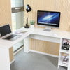 White L-Shaped Computer Desk Corner PC Table w/ Shelves Workstation Home Office