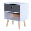 Bedside Rack with Shelf Drawer Nightstand White Grey Cabinet Side Table Storage