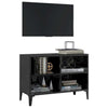 Black High Gloss Small TV Cabinet Modern Media Storage Cabinet Metal Legs Shelf