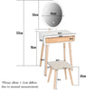 Modern Dressing Table Stool Set Makeup Mirror with LED Lights Wooden 2 Drawers