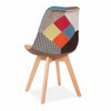 Tulip Patchwork Dining Chair Fabric Seat with Wood Legs Living Room Kitchen
