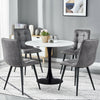 Small Round Dining Table and 2/4 Faux Suede Fabric Chairs Black Legs Kitchen Set