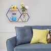 Floating Wooden Mteal Shelf Double Hexagon Storage Rack For Home Wall Decoration
