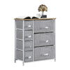 Fabric Bedside Cabinet 7 Drawers Side Table Standing Storage Unit Grey Xmas Gift