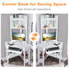 Corner Computer Desk w/ Hutch Space-saving Study Workstation Top Shelf Storage