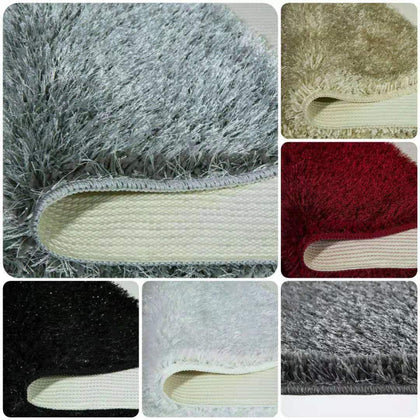 Large Non Slip Thick Shaggy Sparkle Rugs Runners Linving Bedroom Hall Bath Mats