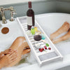 White Over Bath Caddy Tray Bathtub Rack Shelf Storage Wine Glass Tablet Holder U