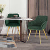 2 xDining Chairs Kitchen Living Room Chairs with Velvet + Gold metal legs UK (Dark Green 2)