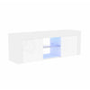 Eclipse LED TV Unit 2 Door Cabinet Stand Furniture MDF Matte Gloss White