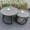 2 Premium Gray Round Nesting Coffee Table Thicken Metal Stacking Sofa Side Table