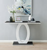 White Gloss and Grey/Black Glass Living Room Hallway Console Lamp Table