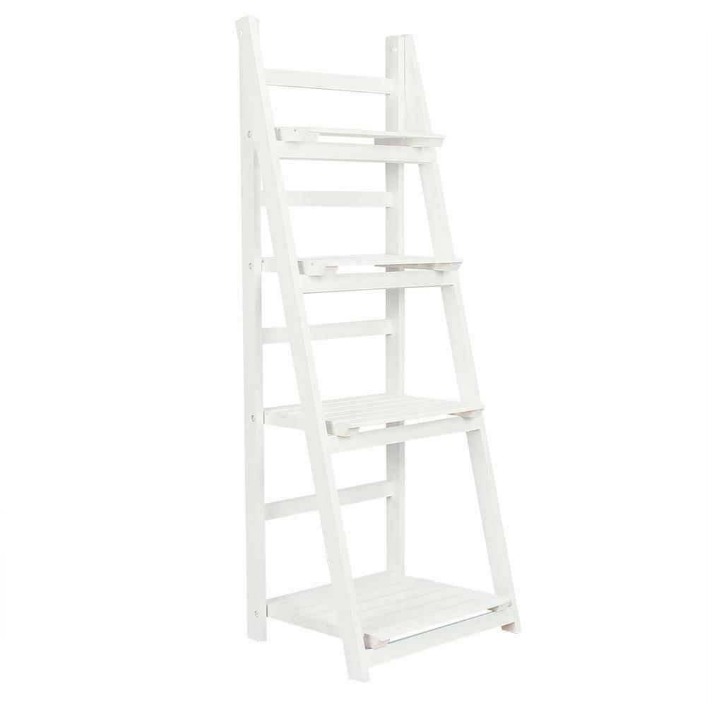 4 Tier Wooden Ladder Folding Book Shelf Stand Plant Flower Display Shelving UK