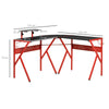 Corner Gaming Desk Red Monitor Stand Home Office L Shape Laptop Computer Table