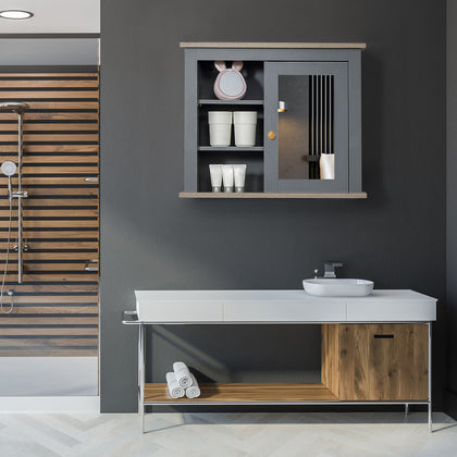 Bathroom Mirror Cabinet Storage Organizer Open Inside Shelves