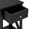Black Bedside Table Cabinet with Drawer Shelf, Wooden End Table Storage Cabinet