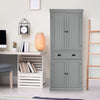Wood Tall Storage Cabinet 2 Doors Display Organizer Freestanding Pantry Cupboard