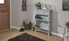 GREY TWO TIER SHOE CABINET SHELF RACK SHOE W/ DRAWER ORGANIZER HOLDER STORAGE
