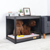 2 In 1 Pet Dog Puppy Cage Crate Wood Cabinet House End Side Table w/ Cushion Bed