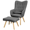 Vintage Accent Armchair and Footstool Tub Wing Chair Reclining Bedroom Lazy Sofa