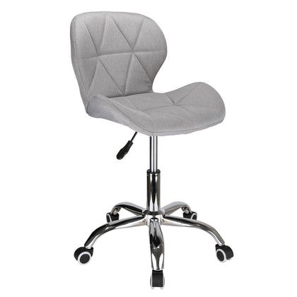 Adjustable Grey Office Chair Cushioned Computer Desk Chrome Legs Small Swivel