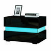 High Gloss Bedside Table Nightstand Cabinet Chest of 2 Drawer RGB LED Light Lamp